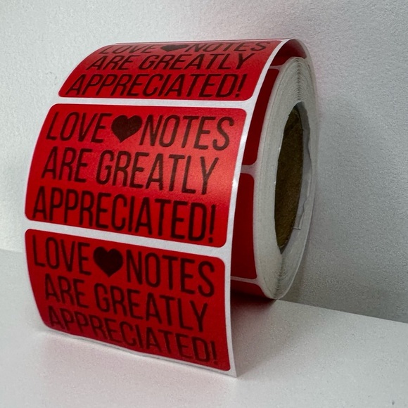 Thank You love notes are greatly appreciated stickers (100 pack) 2" - Picture 6 of 7